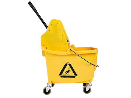 Amazon Basics Rectangular Mop Bucket with Down-Press Wringer 35 Quart Yellow