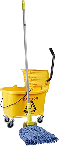 Amazon Basics 35 Quart Mop Bucket with Side Press Wringer Yellow