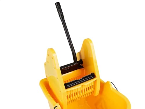 Amazon Basics Rectangular Mop Bucket with Down-Press Wringer 35 Quart Yellow