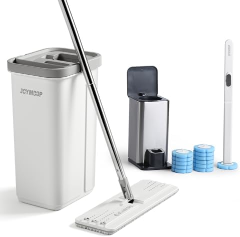 JOYMOOP Mop Bucket Set with Microfiber Pad and Toilet Brush Holder