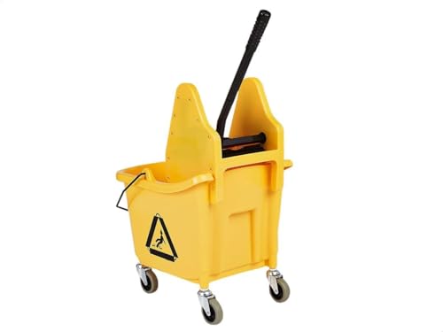 Amazon Basics Rectangular Mop Bucket with Down-Press Wringer 35 Quart Yellow