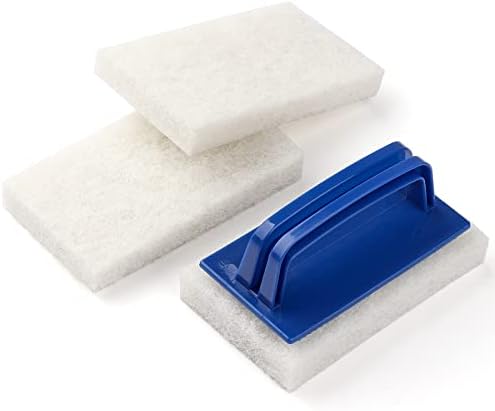LIOUXUE Handled Bath Scrubber 3 Pads Non-Scratch Cleaning Tool