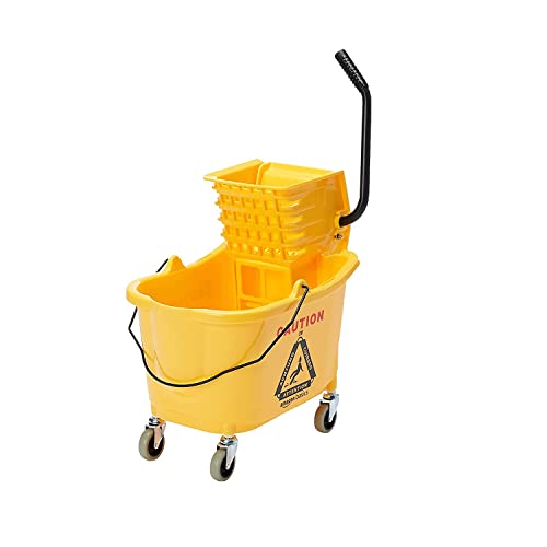 Amazon Basics 35 Quart Mop Bucket with Side Press Wringer Yellow
