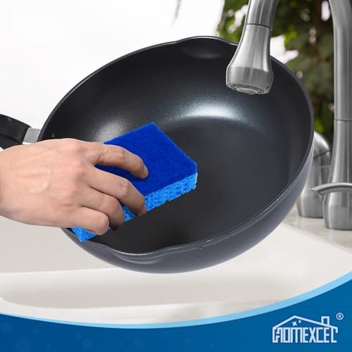 HOMEXCEL 12pcs Non-Scratch Dual Sided Sponges