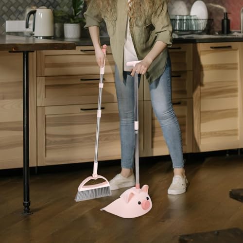 Minkissy 1 Set Plastic Broom and Dustpan for Kids