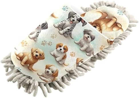 Xigua Microfiber Cleaning Slippers with Dogs Pattern Size M