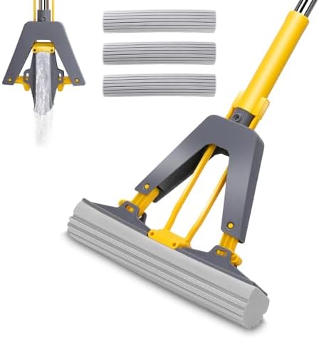 Nolopau Sponge Mop with Self-Squeeze Handle