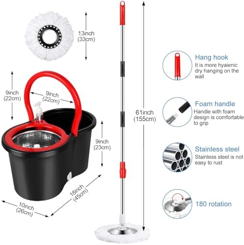 CooFel Spin Mop and Bucket Set with Wringer