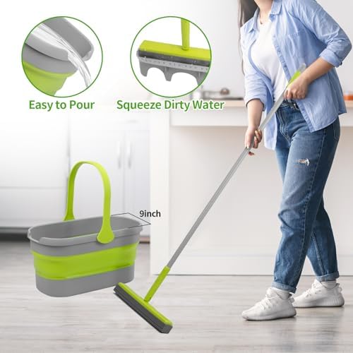 REEWII Sponge Mop Collapsible Bucket Set 1