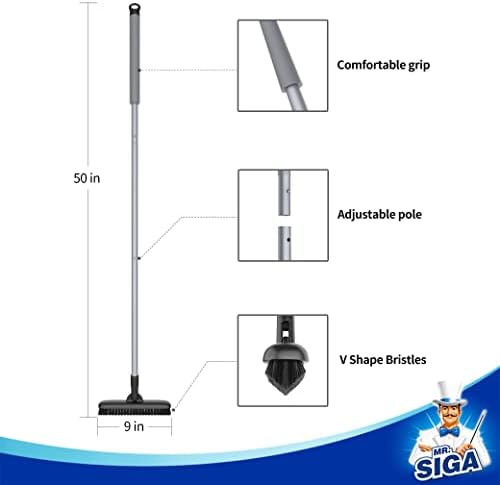 MRSIGA Heavy Duty Grout Scrub Brush with Long Handle 1