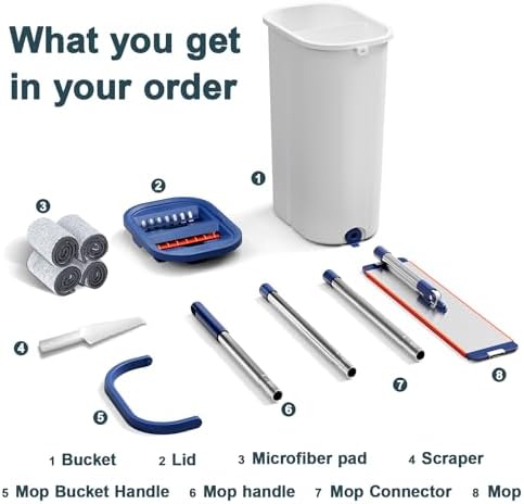 WBKATN Mop and Bucket Set with Wringer for Efficient Floor Cleaning