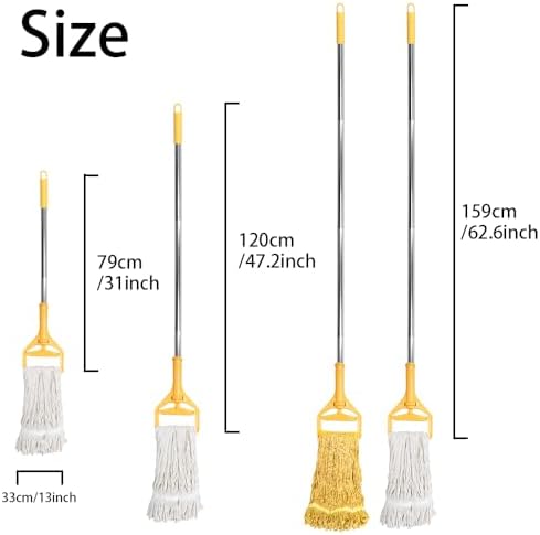Heavy Duty Wet String Mop with 2 Reusable Heads - 60 Inch Long Handle