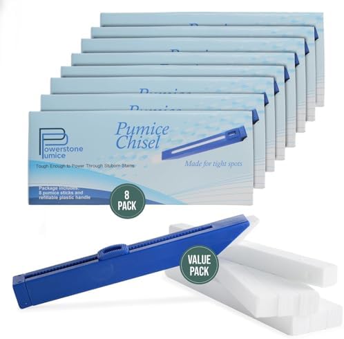Powerstone Pumice Chisel Sticks - 8 Pack with Refill Case