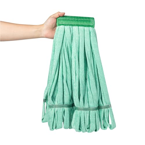 Restaurantware Mop Head Refill - Microfiber Green 5 Inch Headband 18 Ounce Machine Washable
