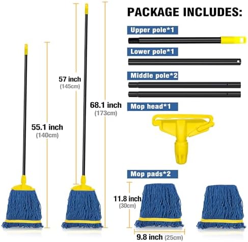 JEHONN Heavy Duty String Mop with 2 Heads
