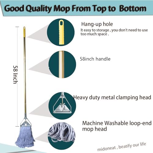 Heavy Duty String Mop Set with 3 Replacement Heads
