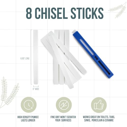 Powerstone Pumice Chisel Sticks - 8 Pack with Refill Case