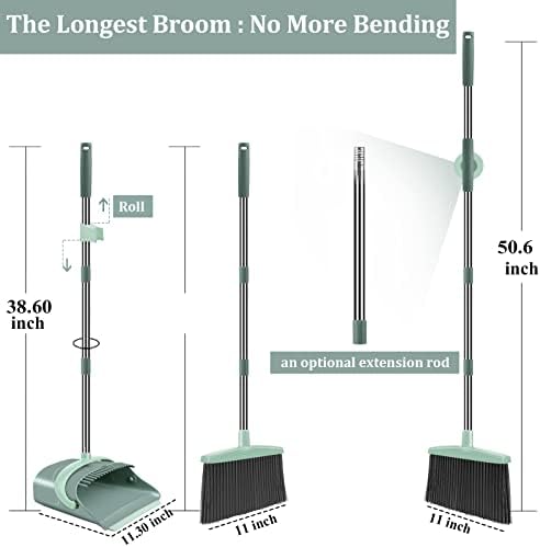 Ivandar Broom and Dustpan Set with Adjustable Handle
