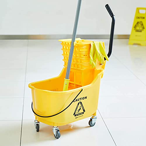 Amazon Basics 35 Quart Mop Bucket with Side Press Wringer Yellow