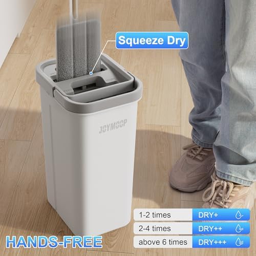 JOYMOOP Mop Bucket Set with Microfiber Pad and Toilet Brush Holder