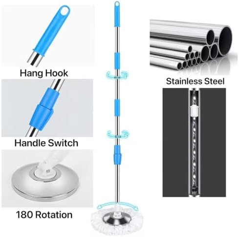 Roixeeds Spin Mop and Bucket Set with Wringer Blue