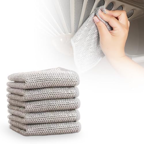 Cecurpo Multipurpose Wire Dishwashing Rags - 5 Pack Durable Scrubbing Pads for Kitchen