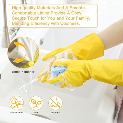 HOFASON 3Pcs 6Pcs Reusable Rubber Cleaning Gloves for Kitchen Dishwashing