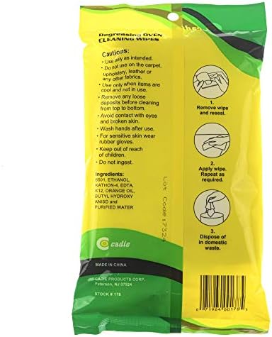 Cadie Degreasing Oven Cleaning Wipes 20 Pack