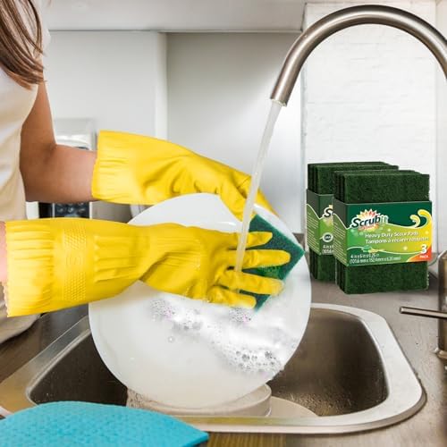 SCRUBIT Heavy Duty Scouring Pads - Non-Scratch Reusable Green 50 Pack