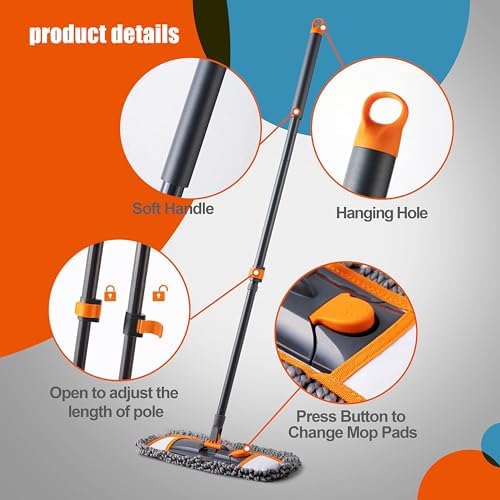 CLEANHOME Dust Mop with 3 Washable Pads and 55 Extendable Handle 1
