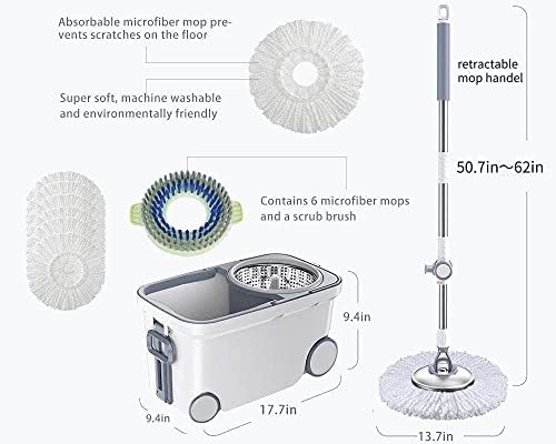 MICHAO Spin Mop Bucket 360 Wringing Cleaning System