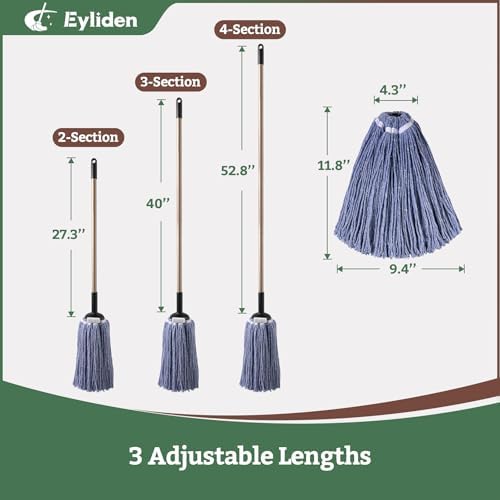 Eyliden String Mop with 2 Reusable Heads and 4 Scouring Pads 1