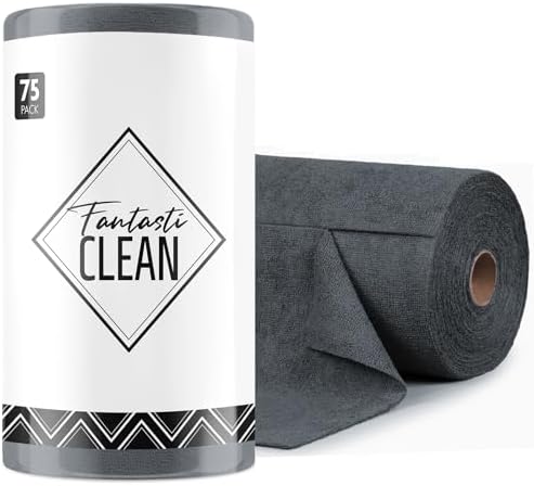 Fantasticlean Microfiber Cleaning Cloth Rolls -75 Pack 12x12 Washable Reusable