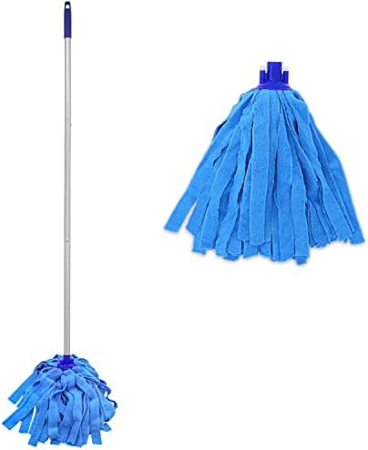 EaseYourDay Mop with 2 Blue Microfiber Heads