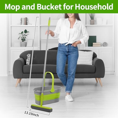 REEWII Sponge Mop Collapsible Bucket Set 1