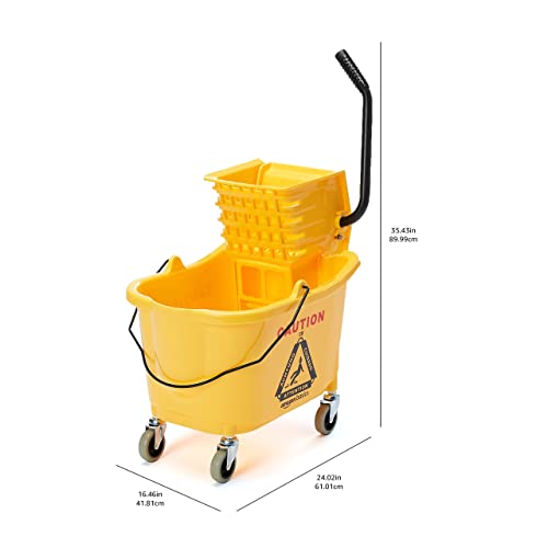 Amazon Basics 35 Quart Mop Bucket with Side Press Wringer Yellow