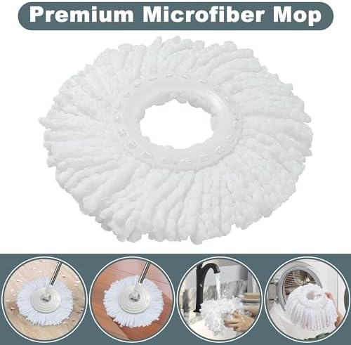 Wodemom Spin Mop Bucket Set with 6 Refills and 61 Handle - White