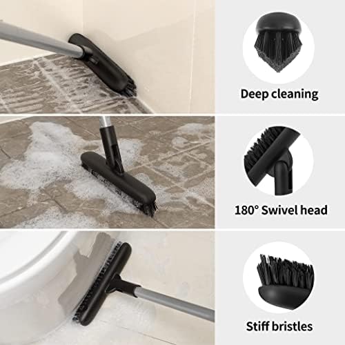 MRSIGA Heavy Duty Grout Scrub Brush with Long Handle 1