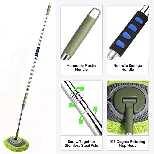 SLIIMU Wall Cleaner with 66 Long Handle and 15 Elbow