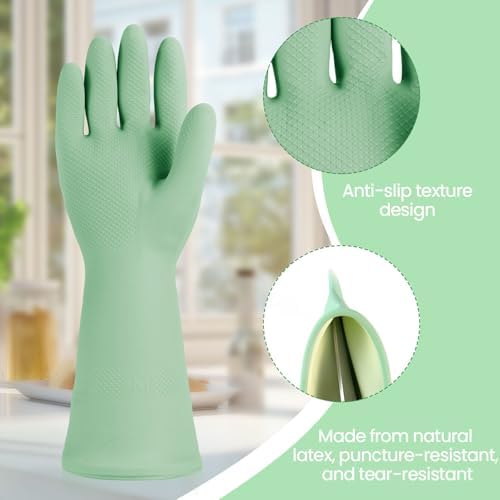 Jsocoah 4 Pairs Waterproof Kitchen Dishwashing Gloves
