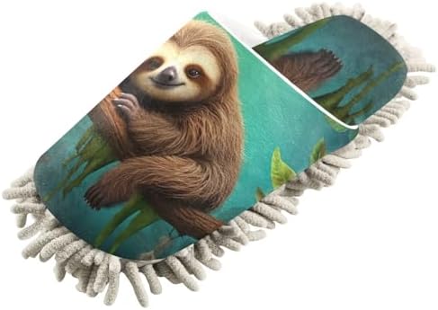FLildon Microfiber Mop Slippers Tree Sloth Washable Floor Cleaner