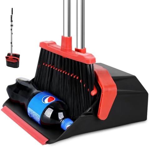 Tiumso Upgrade Broom Dustpan Combo Set - Black Red