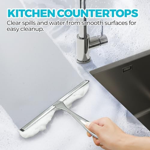 2Pack Silver Shower Squeegee for Glass and Windows