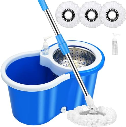 Roixeeds Spin Mop and Bucket Set with Wringer Blue