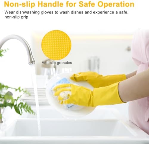 HOFASON 3Pcs 6Pcs Reusable Rubber Cleaning Gloves for Kitchen Dishwashing