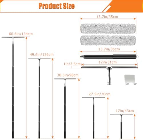 Bvomheez 62 Inch Metal Squeegee with Extension Pole Set