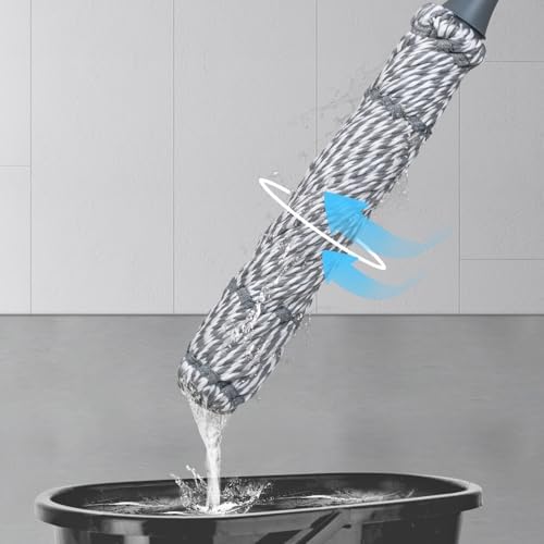 Self-Wringing Twist Mop with Scrub Pad 64-inch Grey
