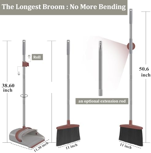Ivandar Broom and Dustpan Combo Set 506 Inch Handle