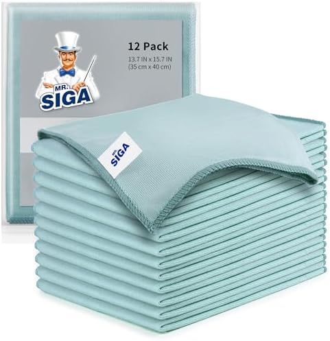 MRSIGA Ultra Fine Microfiber Cloths for Glass Pack of 12