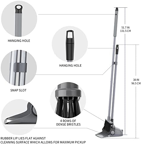 MRSIGA Broom Dustpan Set with Adjustable Handles